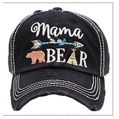 Mama Bear Embroidered Factory Distressed Baseball Cap Western Black Hat  eb-62998692